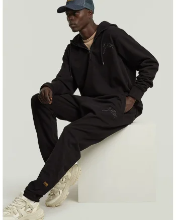 Pantaloni de trening din amestec de bumbac organic, Negru