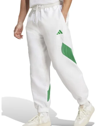 Pantaloni de trening cu model colorblock si snur de ajustare, Verde/Alb optic