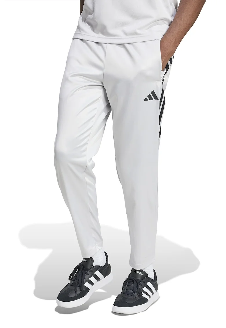 Pantaloni de trening cu logo si buzunare laterale, Negru/Gri deschis