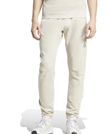 Pantaloni de trening din bumbac cu snur in talie, Alb murdar