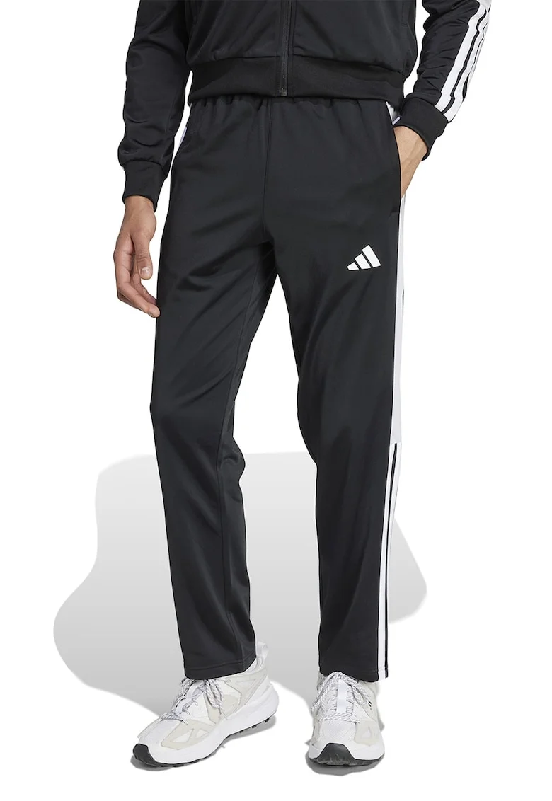 Pantaloni de trening cu slituri cu capse pe glezna, Negru/Alb optic