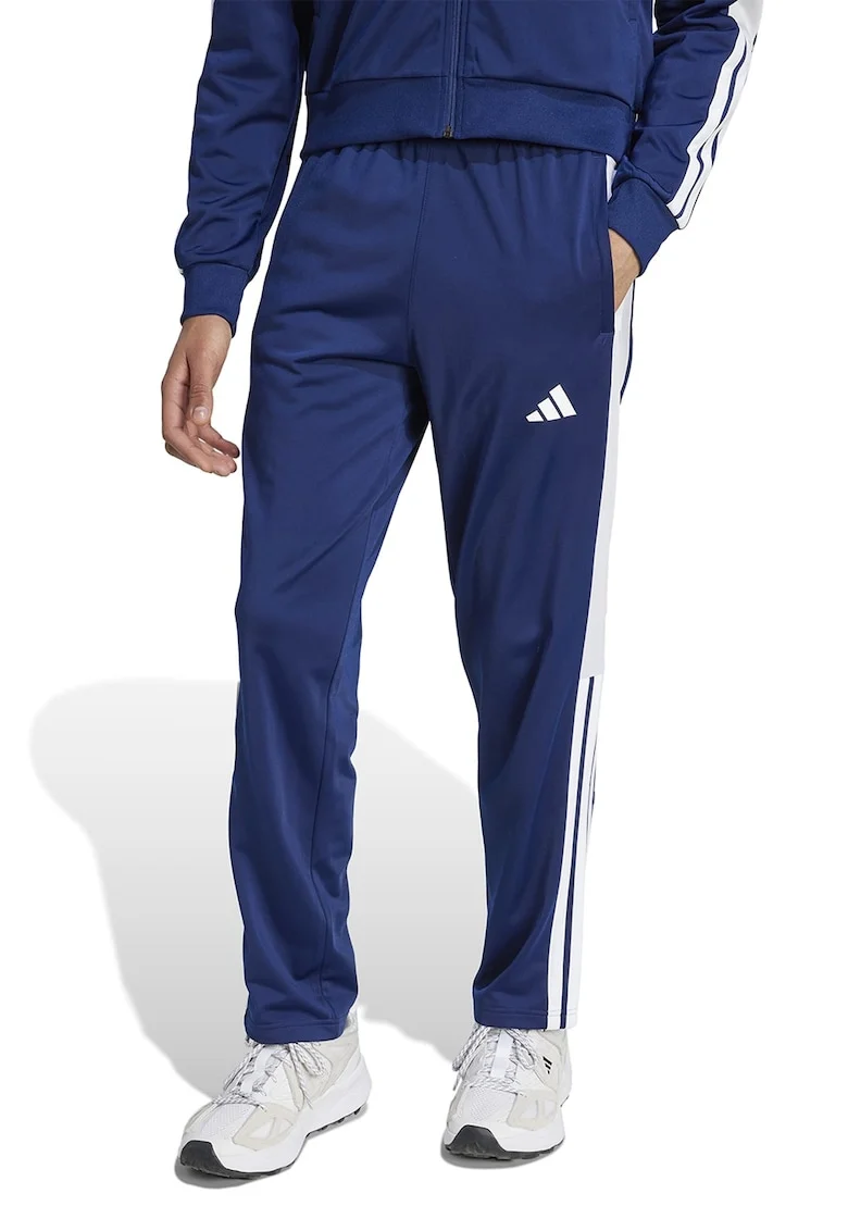 Pantaloni de trening cu slituri cu capse pe glezna, Albastru inchis/Alb optic