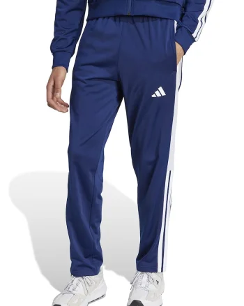 Pantaloni de trening cu slituri cu capse pe glezna, Albastru inchis/Alb optic