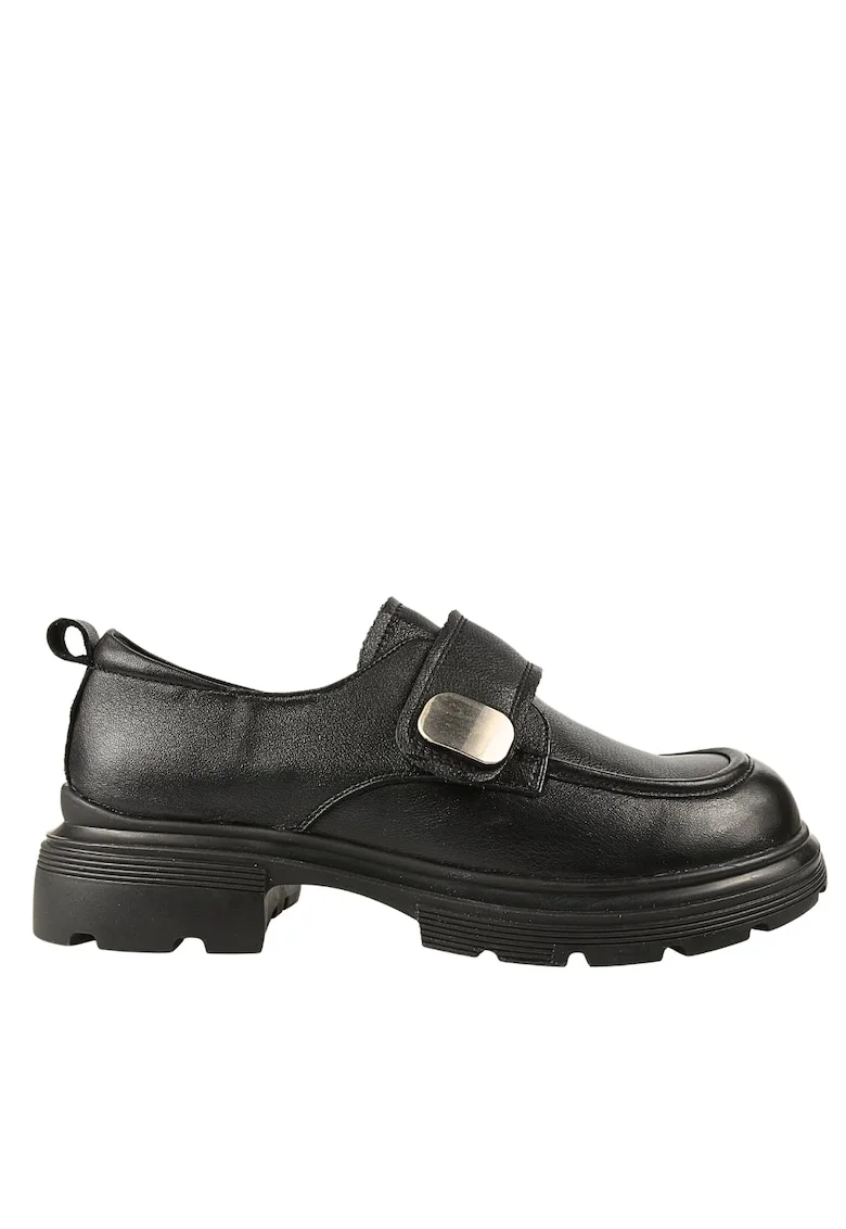 Pantofi casual, dama,  KM 6715 negru, piele naturala, Negru