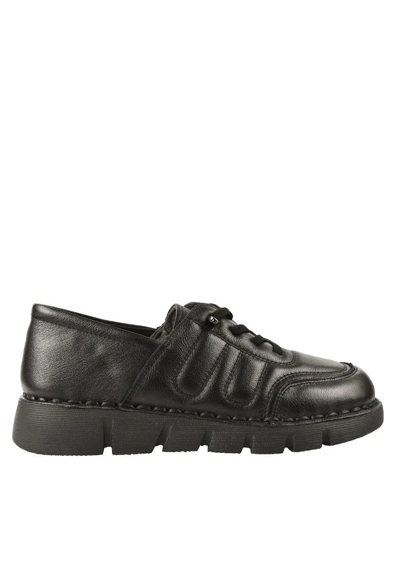 Pantofi casual, dama,  KM 2583 negru, piele naturala, Negru