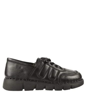 Pantofi casual, dama,  KM 2583 negru, piele naturala, Negru
