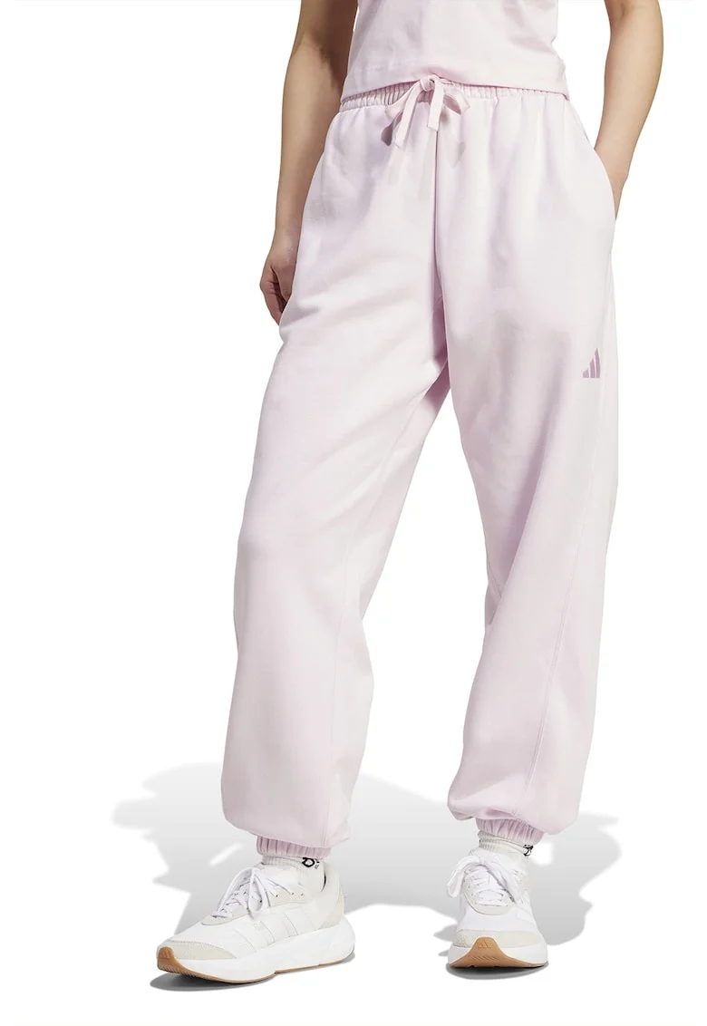 Pantaloni de trening din amestec de bumbac cu logo, Roz pastel