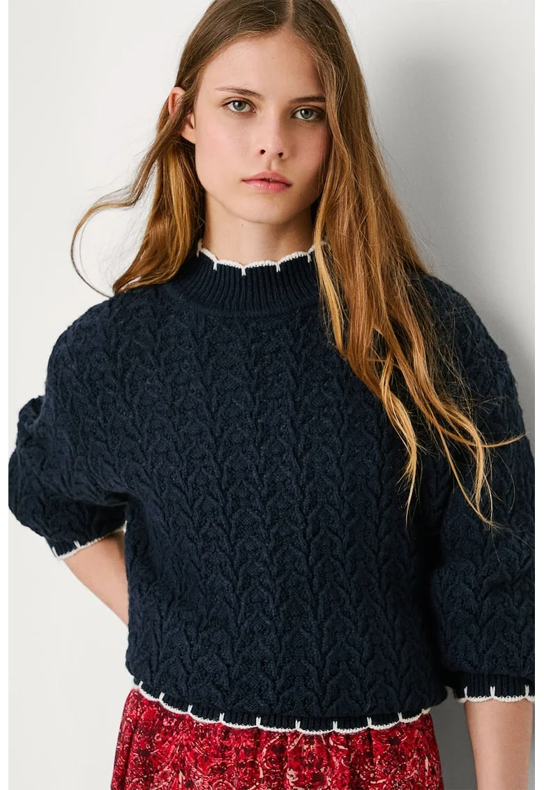 Pulover cu model torsade, Albastru ultramarin
