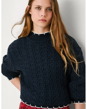 Pulover cu model torsade, Albastru ultramarin
