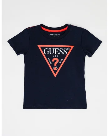 Tricou cu decolteu la baza gatului si logo, Bleumarin