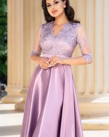 Rochie eleganta lila midi in clos Inna