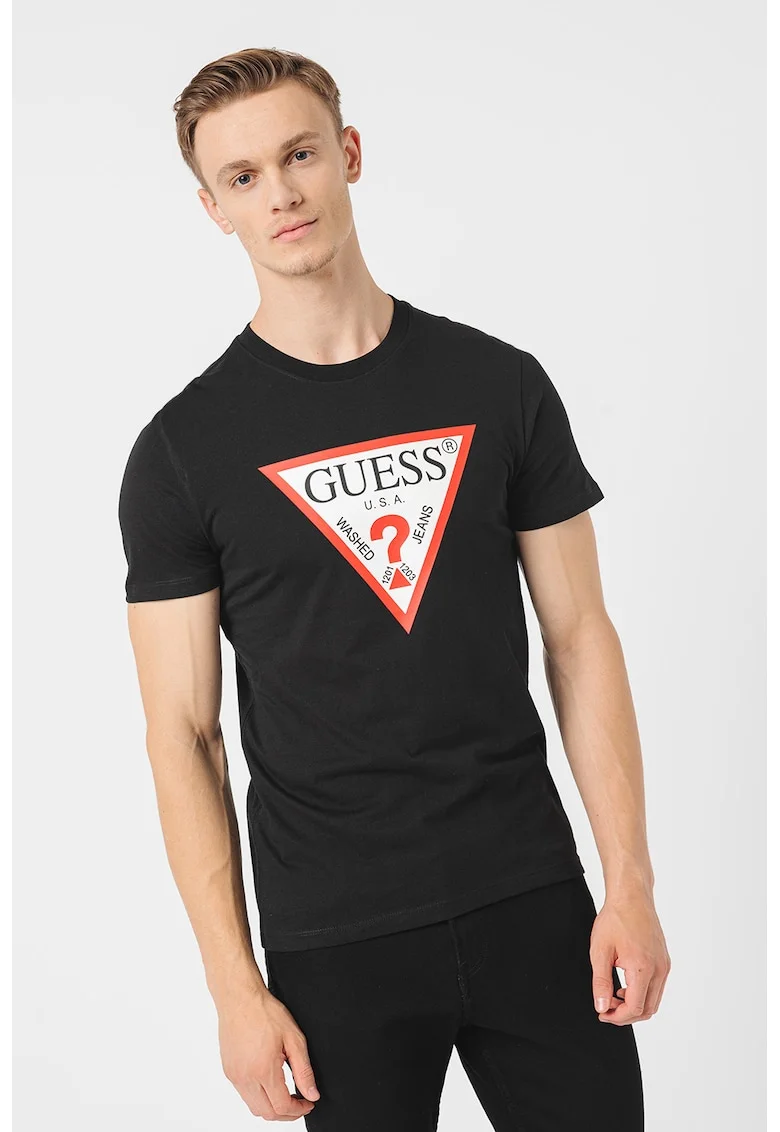 Tricou slim fit cu logo, Rosu/Alb/Negru