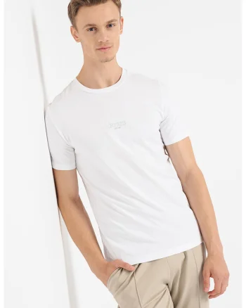 Tricou slim fit de bumbac, Alb