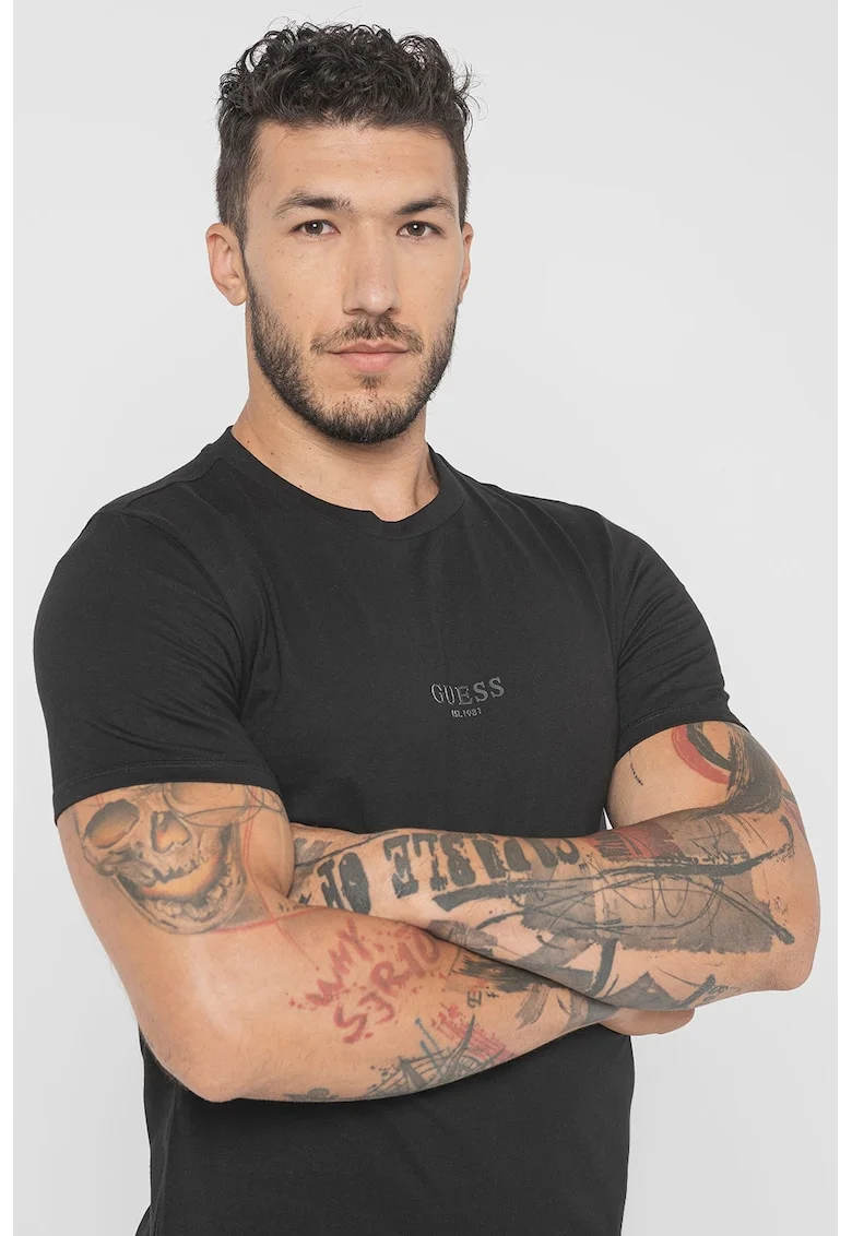 Tricou slim fit de bumbac, Negru