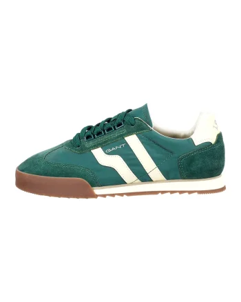 Pantofi sport din piele intoarsa si textil cu logo Baylle, Alb murdar/Verde persan