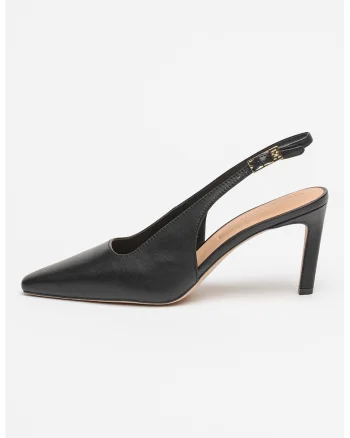 Pantofi slingback de piele cu varf ascutit, Negru