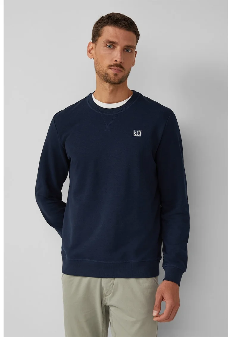 Bluza de trening regular-fit cu aplicatie logo, Bleumarin