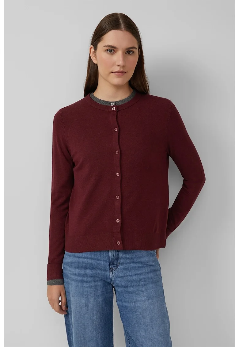 Cardigan uni cu nasturi, Visiniu