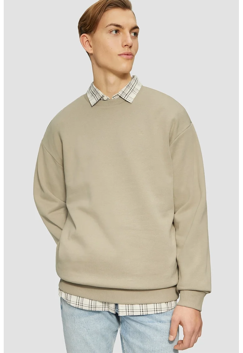 Bluza de trening regular-fit cu decolteu la baza gatului, Maro nisip