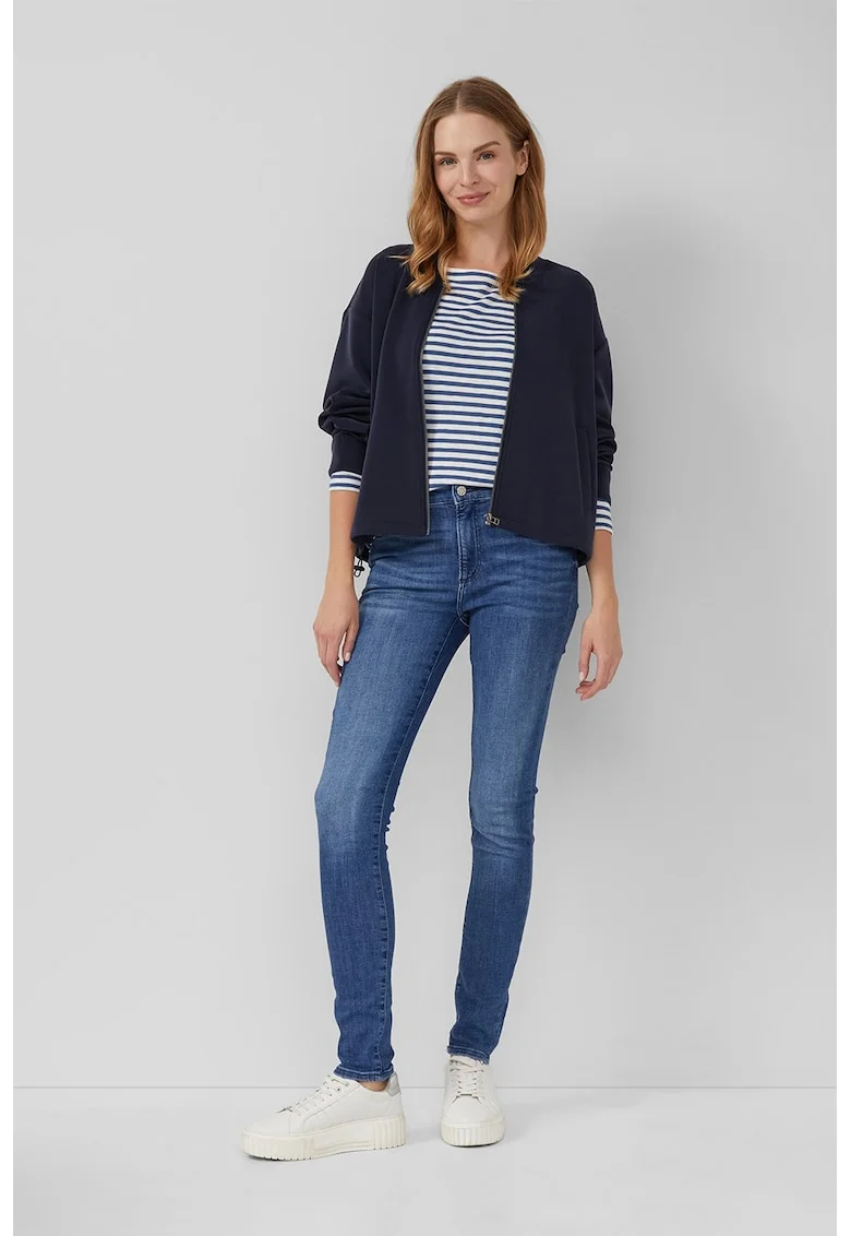 Blugi skinny cu talie inalta, Albastru melange