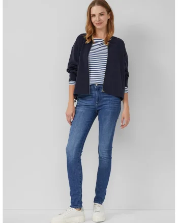 Blugi skinny cu talie inalta, Albastru melange