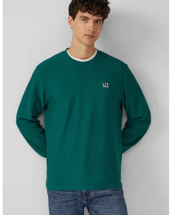 Bluza de trening lejera cu decolteu la baza gatului, Verde englez