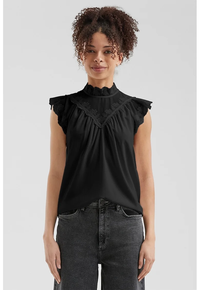 Bluza cu detalii brodate, Negru