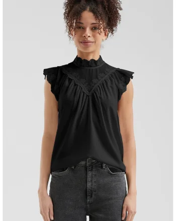 Bluza cu detalii brodate, Negru