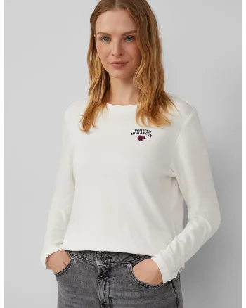 Bluza regular fit cu detaliu brodat, Alb murdar