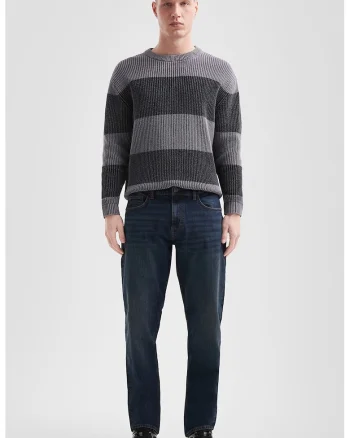 Blugi regular fit cu 5 buzunare, Albastru inchis