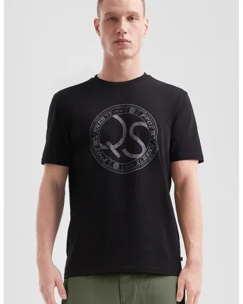 Tricou de bumbac cu logo, Negru
