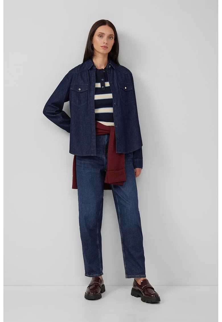 Blugi mom fit cu talie inalta, Bleumarin