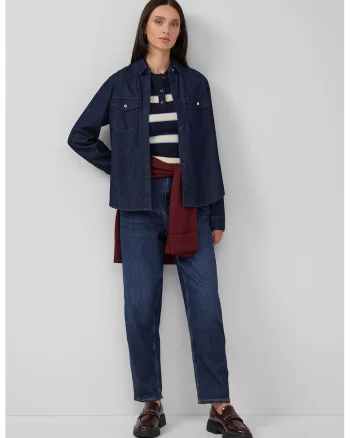 Blugi mom fit cu talie inalta, Bleumarin