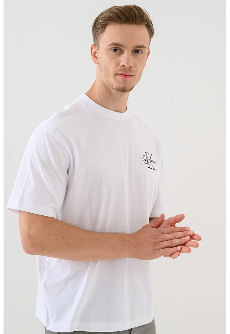 Tricou cu logo, Alb optic