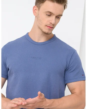 Tricou slim fit de bumbac, Albastru prafuit