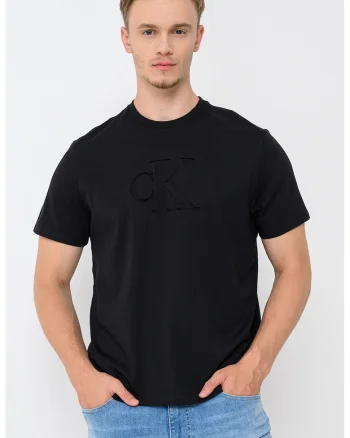 Tricou din bumbac cu logo in relief, Negru