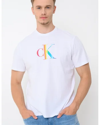 Tricou de bumbac cu imprimeu logo, Alb optic