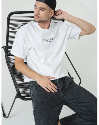 Tricou lejer cu imprimeu logo, Negru/Alb optic