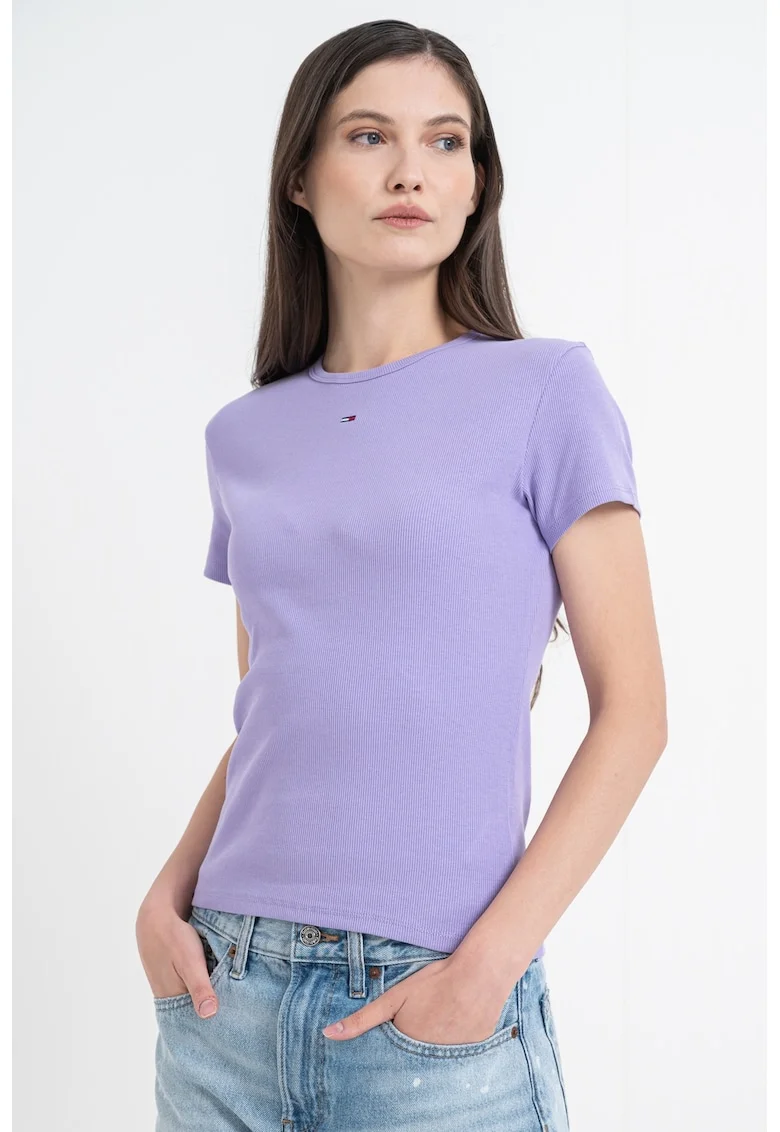 Tricou slim fit striat, Albastru lavanda/Albastru