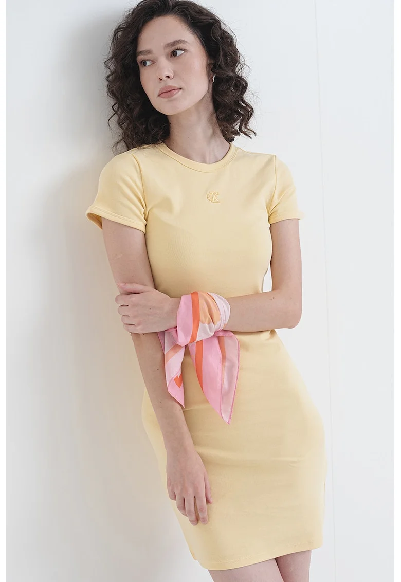 Rochie-tricou slim fit, Galben deschis