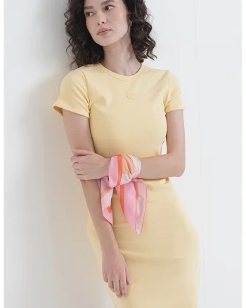 Rochie-tricou slim fit, Galben deschis