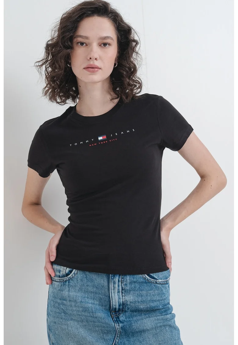 Tricou slim fit din bumbac, Rosu/Alb/Negru