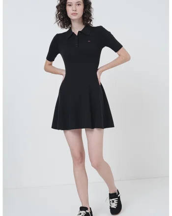 Rochie polo slim fit din bumbac, Negru