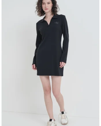 Rochie mini polo cu maneci lungi, Negru