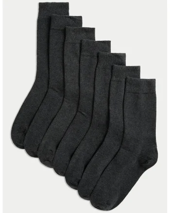 Set de sosete lungi uni - 7 perechi, Negru stins