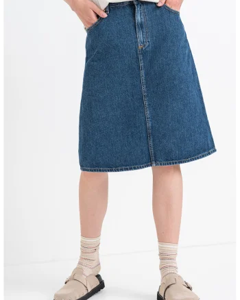 Fusta evazata din denim, Albastru royal