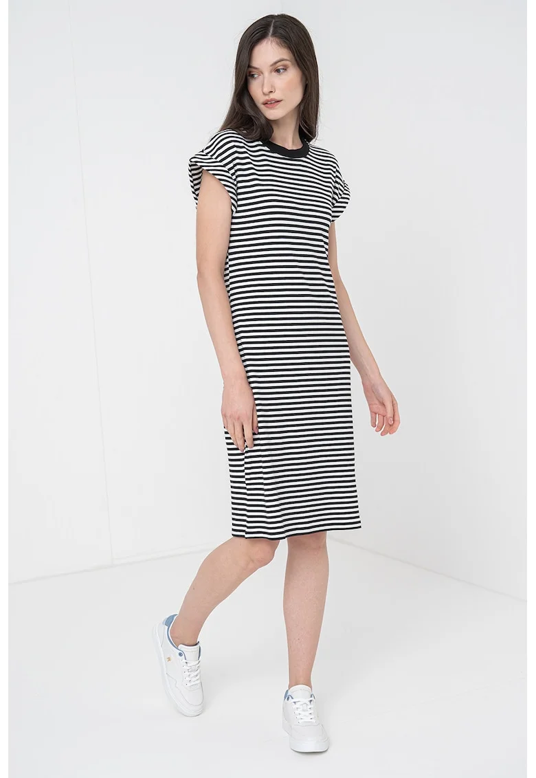 Rochie-tricou midi, Alb/Negru