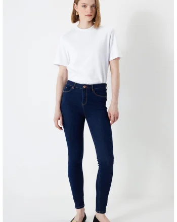 Blugi crop skinny, Albastru inchis