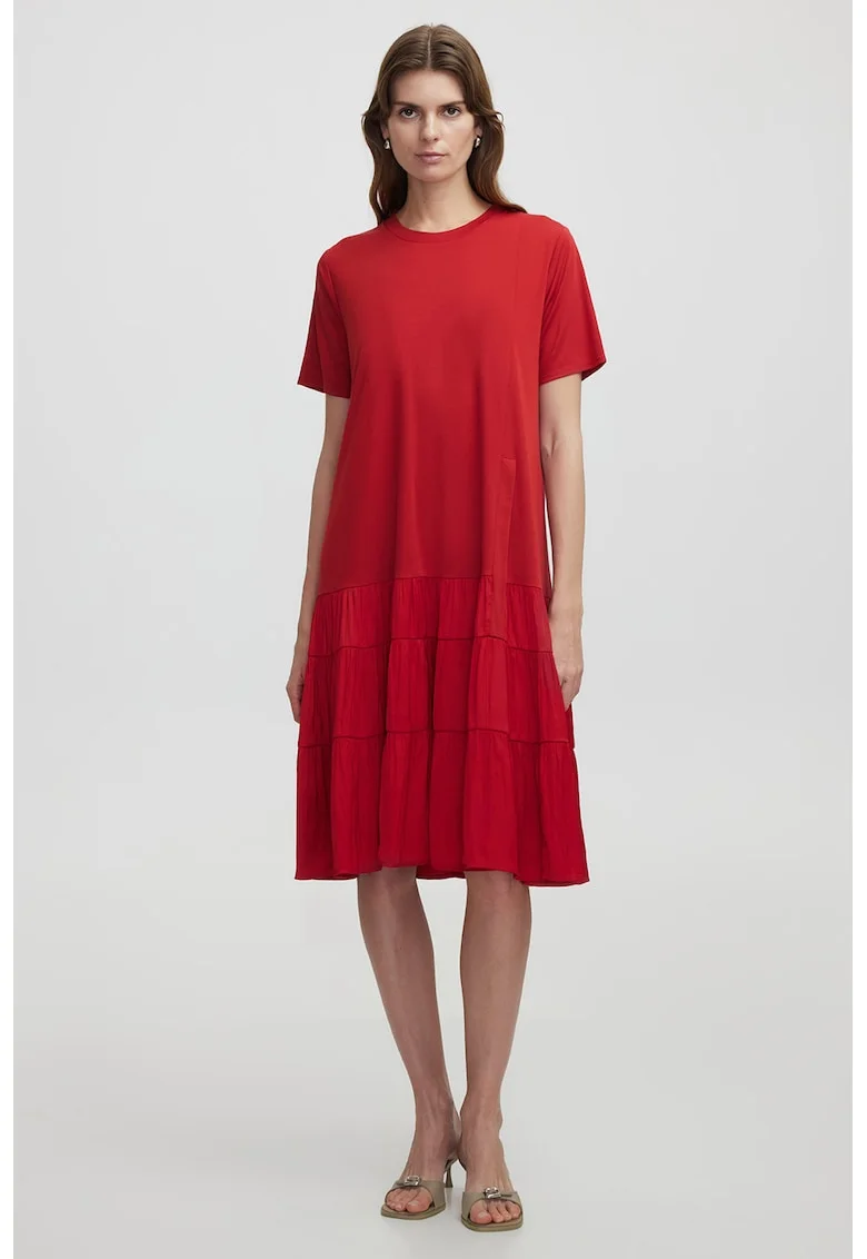 Rochie-tricou stratificata, Rosu