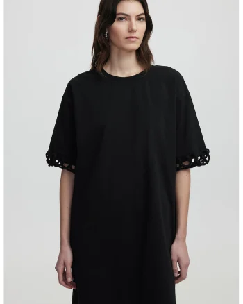 Rochie-tricou scurt cu decolteu la baza gatului, Negru